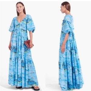 STAUD Blue Printed Maxi Dress